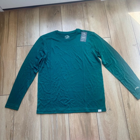 MerinoTech Lightweight 100% Wool Men's Green Long Sleeve Shirt Sz M NWT - Picture 1 of 3